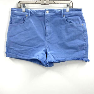 Loft Raw Hem Chino Shorts Light Blue Cotton Zip Button Women's Size 32 14